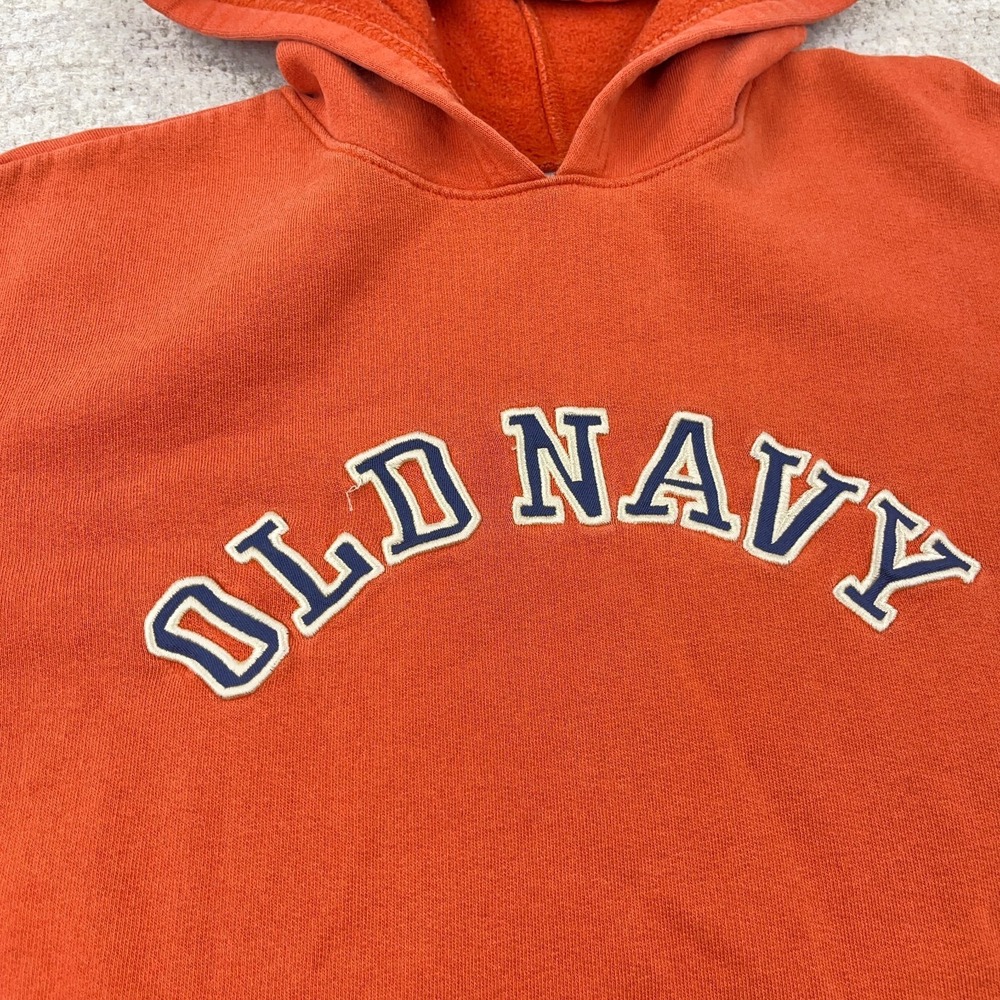 Vintage Y2K Old Navy Youth XL Orange Spellout Sweatshirt Embroidered 2000s Boys - Picture 4 of 11